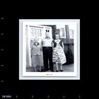 Old Vintage Square Photo Trio Man Women By House Snapshot Picture Photograph