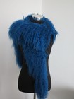 100  Real Mongolia Lamb Fur Scarf  fur Collar  Fur Neck Wrap  Women Blue Cape  