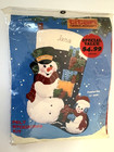 Vintage 1990 Titan Needlecraft Felt Stocking Kit Snowman Presents 15   15629 Nos