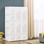 Portable Wardrobe Closet Folding Clothes Cabinet Armoire W  Cube Storage  White