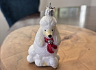 Kurt Adler Noble Gems White Poodle Glass Christmas Ornament Red Bow Dog