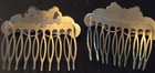 1970 s  Vintage  Multicolor  Cloisonne  Enamel   Metal  Butterfly  Hair Comb Set