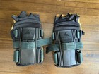 Vintage Rollerblade Wrist Guards Tan Suede Black Studded Grip Green Straps Pair