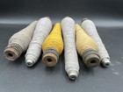 Vintage Lot Of 6 Industrial Wooden Spools Bobbins Spindles Thread Or Yarn