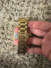 Michael Kors Women   s Watch  Gold Band With Rhinestones And Dark Pink Face