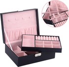 Kendal Black Pink 2-layer Small Jewelry Box Watch Jewelry Organizer Gift W  Lock