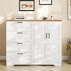 Wooden Bedroom Dresser 43 3in Armoire Closet 2 Doors 4 Drawers Hanging Rod