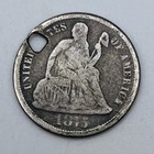 1875 Seated Liberty Dime Love Token  jcm  Silver  900 Hand Carved Exonumia