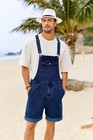 Karlywindow Mens Denim Bib Overall Shorts Loose Fit Summer Walk Shorts Above    