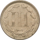 1865 Three Cent Nickel 3cn  About Uncirculated Au  Cleaned