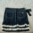 Rock   Republic Girls 16 Blue Denim Mini Skirt Lace Ruffle Zip Pockets