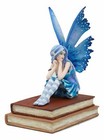 Ebros Amy Brown Pretty Blue Moon Scholar Book Muse Fairy Statue 6 5  Tall