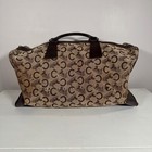 Celine Macadam Horse Carriage Canvas Leather Trim Duffel Bag Tote