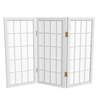 2ft Short Desktop Shoji Screen - White 3-panel Window Pane Room Divider