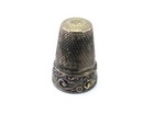 Metal Thimble Silverplate Scroll Rim Star Collectible Sewing Portugal Vintage