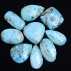 9 Pcs Natural Larimar 22mm-27mm Cabochon Untreated Glossy Loose Gemstones Lot