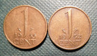 Netherlands  Set Of 2 Coins  1952  1955  Km-180  1 Cent  Free Shipping
