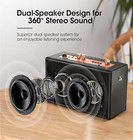 Retro Karaoke Machine With 2 Wireless Microphones - Portable Bluetooth Speaker