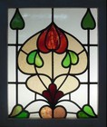 Pretty Abstract Midsize Old English Leaded Stained Glass Window 19 75  X 23 75 