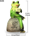 Owmell Frog Statue For Garden  Green Figurine Outdoor Coffee 