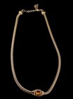 Christian Dior Gold Plated Necklace Orange Crystal Pendant Vintage
