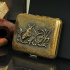 Vintage Portable Double Sided Copper Carved Horse Cigarette Case Smoking