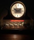 Vintage Budweiser Beer Clydesdale Team Double Sided Bar Light Sign With Clock 