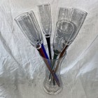 S 6 Assorted Hand Blown Long Stem Footless Toasting Champagne Flutes Multicolor