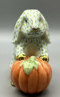 Herend Figurine Autumn Bunny W  Pumpkin Key Lime Fishnet