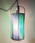 Vintage Swag Ceiling Light Hanging Lamp Chandelier Mcm Green Blue Acrylic
