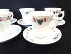 Vintage Espresso Cups Brulots French Bistro 5 Coffee Antique White Green Mug   