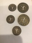 Vintage New York City Transit Authority Subway Train  y  Tokens Lot Of 5
