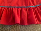 Vtg Christmas Half Apron Handmade Red Embroidered Pockets Ruffle