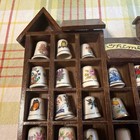 Vintage Enesco Thimbleville Wooden Wall Display With 26 Thimbles Cottagecore