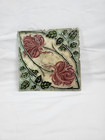 1 Piece Old Art Flower Design Embossed Majolica Ceramic Tiles England 0553