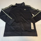 Adidas Track Jacket Black Green Full Zip Three Stripe Athletic Men   s Size Xl