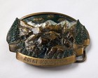 Men s Vintage 1978 Bergamot Brass Works Rocky Mountains 3d Metal Belt Buckle Usa