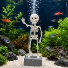 Dancing Skeleton Aquarium Decoration Fish Tank Bubbler Air Stone Ornament Hose