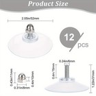 1bag 12pcs License Plate Suction Cups Hooks Clear 52mm Diameter Strong Suctions