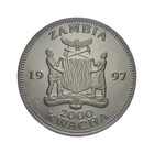 Zambia  1997  2000 Kwacha  Silver - History  Leonardo Da Vinci  Vitruvian Man
