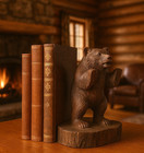 Antique Black Forest Carved Standing Bear On Wood Base 7x6 Inches