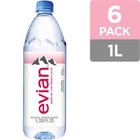Evian Natural Spring Drinking Water  1 L  6 Pack Bottles Freeshipping