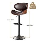 Bar Stools Set Of 2 Bentwood Counter Chairs Pu Leather Adjustable Swivel Brown