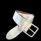 Amsterdam Heritage Silver Premium Italian Leather 1 5  Wide Belt Eu 90  medium 
