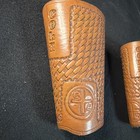 Hand Tooled Leather Cowboy Gauntlet Cuffs That Say    cole    By Spurs Trembly