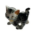 Vintage Kitten Figurine Porcelain Gray White Kitty Cat 3 25  X 2 75  Japan