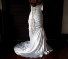 Alfred Angelo White Sleevless Mermaid Pleated Corest Satin Train Sweetheart 10