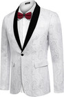 Mens Floral Tuxedo Jacket Paisley Shawl Lapel Suit Blazer Jacket For Dinner prom