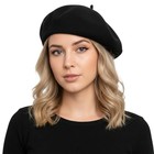  Wool Beret For Women French Style Artist Hat Solid Color Basque One Size Black