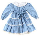 Vintage Winnie The Pooh Walt Disney Blue Floral Lace Long Sleeve Dress Girl 4t